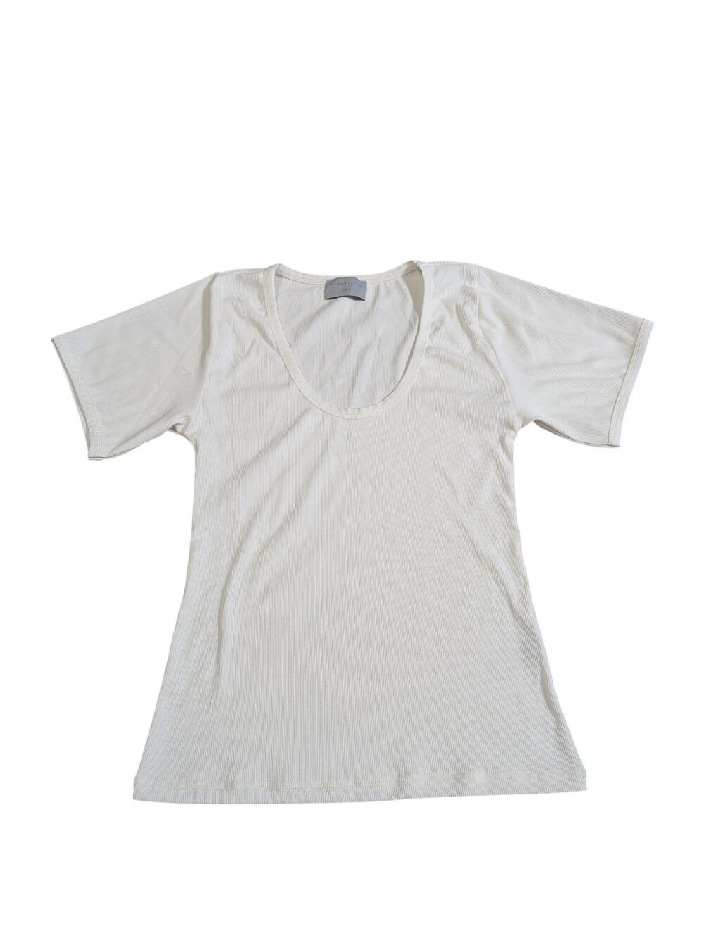 Modern Citizen Womens Size L Top Scoop Neck Short Sleeve Ribbed Cotton White